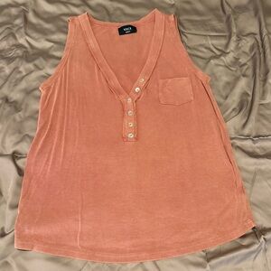 Vici Burnt Orange Ribbed Henley Tank Top